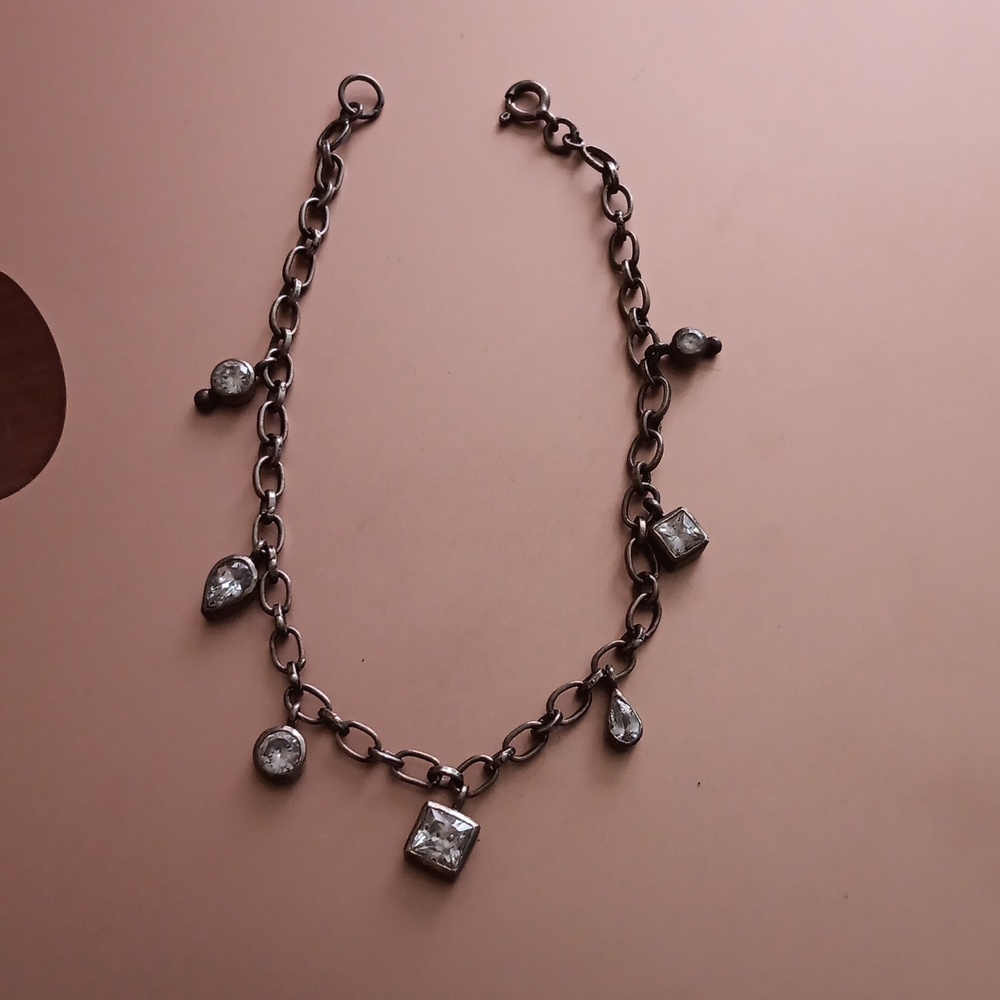 Sterling Silver Bracelet CZ Pendants Pretty